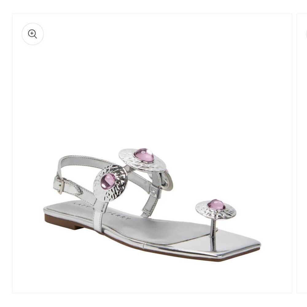 Katty Perry The Camie Pink Stone Sandal Silver Size 6